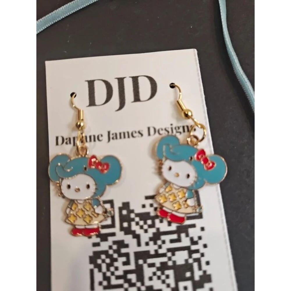 Handmade Cinnamoroll & My Melody Charm Necklace & Earrings Set